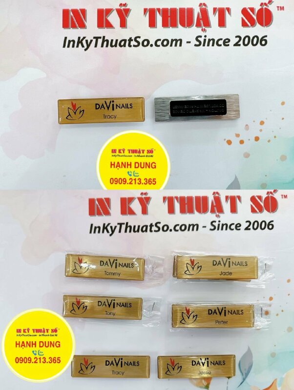 In thẻ tên nhân viên đổ keo gắn nam châm cho Nails Spa, hàng gửi đi New York Mỹ từ TPHCM - INKTS1326