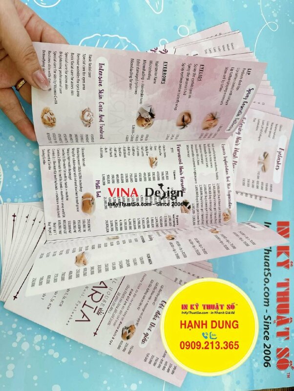 In tờ rơi gấp 3 bảng giá Beauty Spa, Nail, Eyelashes song ngữ Việt - Anh - INKTS1213