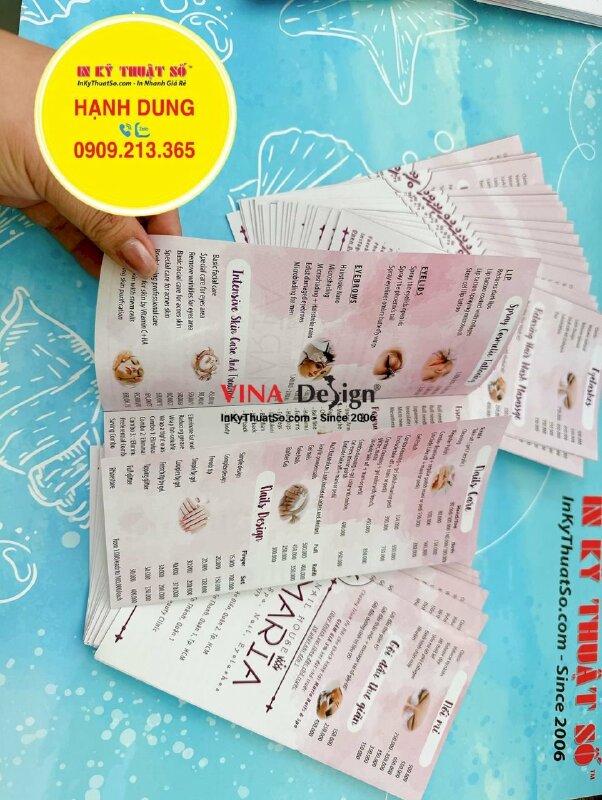 In tờ rơi gấp 3 bảng giá Beauty Spa, Nail, Eyelashes song ngữ Việt - Anh - INKTS1213