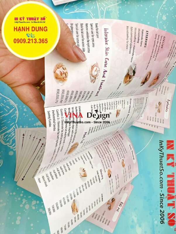 In tờ rơi gấp 3 bảng giá Beauty Spa, Nail, Eyelashes song ngữ Việt - Anh - INKTS1213