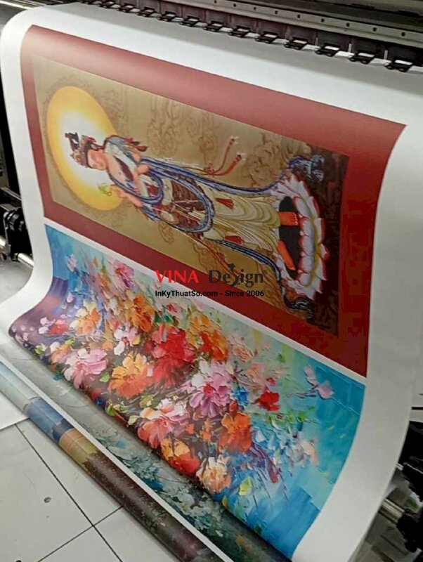 In tranh Bồ Tát Quán Thế Âm, tranh Canvas mực dầu - INKTS3683