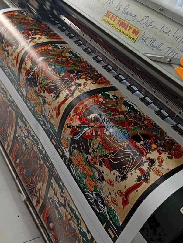 In tranh Canvas nẹp gỗ treo tường hình xăm Samurai Nhật cổ Tattoo làm quà tặng khách cho shop vật tư - INKTS3686