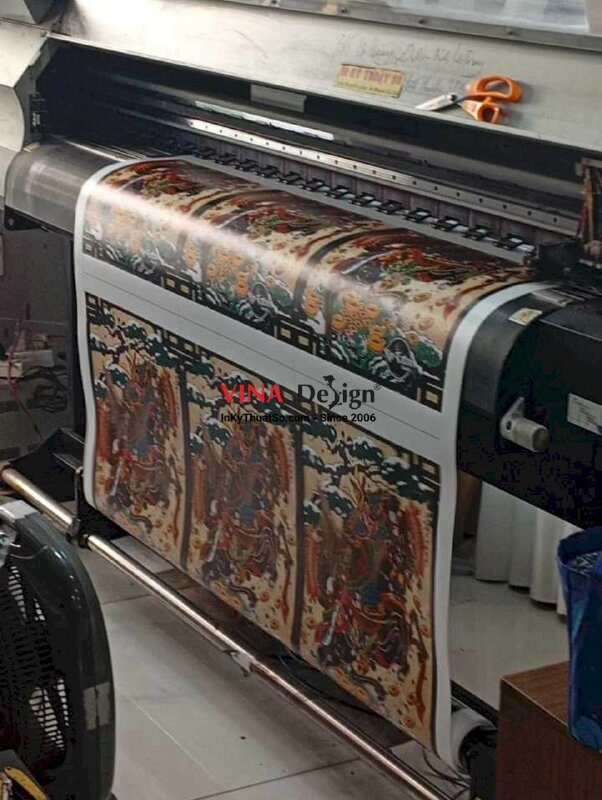 In tranh Canvas nẹp gỗ treo tường hình xăm Samurai Nhật cổ Tattoo làm quà tặng khách cho shop vật tư - INKTS3686