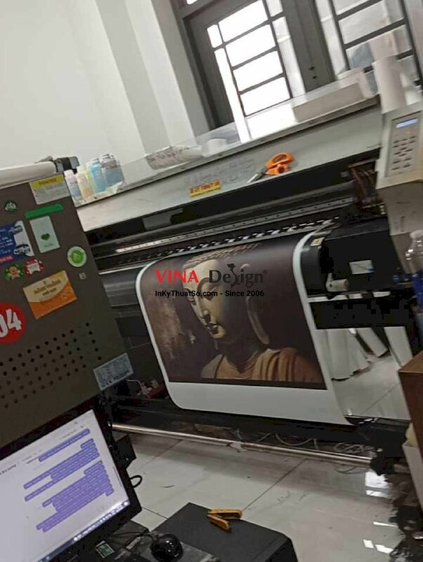 In tranh Diện Phật tone trầm ấm Sepia Brown (nâu sepia), in Canvas mực dầu mờ - INKTS3688