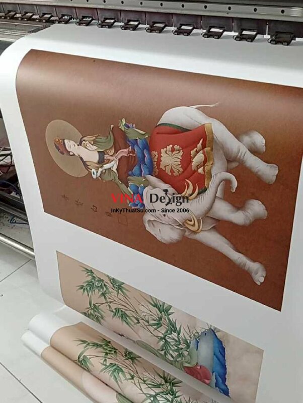 In tranh Đức Phổ Hiền Bồ Tát (Samantabhadra Bodhisattva), in Canvas mực dầu - INKTS2749