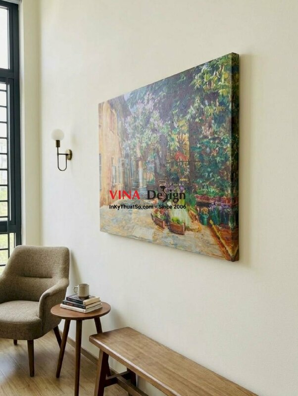 In tranh sơn dầu Canvas phong cảnh Khu Vườn Nhà trường phái ấn tượng - INKTS3689