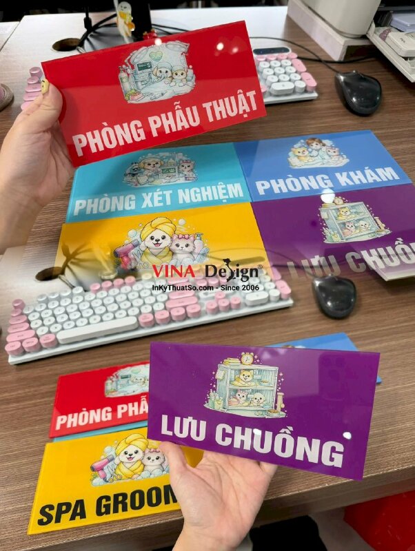 In bảng tên phòng cho Pet Shop & Spa grooming, phòng khám, bệnh viện thú y - INKTS3769