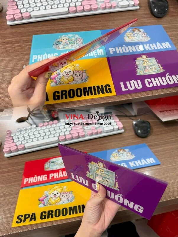 In bảng tên phòng cho Pet Shop & Spa grooming, phòng khám, bệnh viện thú y - INKTS3769