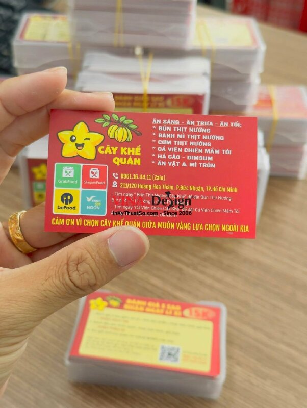 In card visit Offset cho quán ăn sáng, ăn trưa, ăn tối với mã QRcode hướng dẫn khách đánh giá 5 sao - INKTS3763