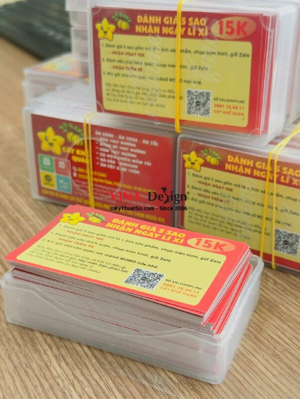 In card visit Offset cho quán ăn sáng, ăn trưa, ăn tối với mã QRcode hướng dẫn khách đánh giá 5 sao - INKTS3763
