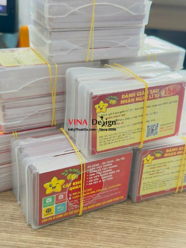 In card visit Offset cho quán ăn sáng, ăn trưa, ăn tối với mã QRcode hướng dẫn khách đánh giá 5 sao - INKTS3763