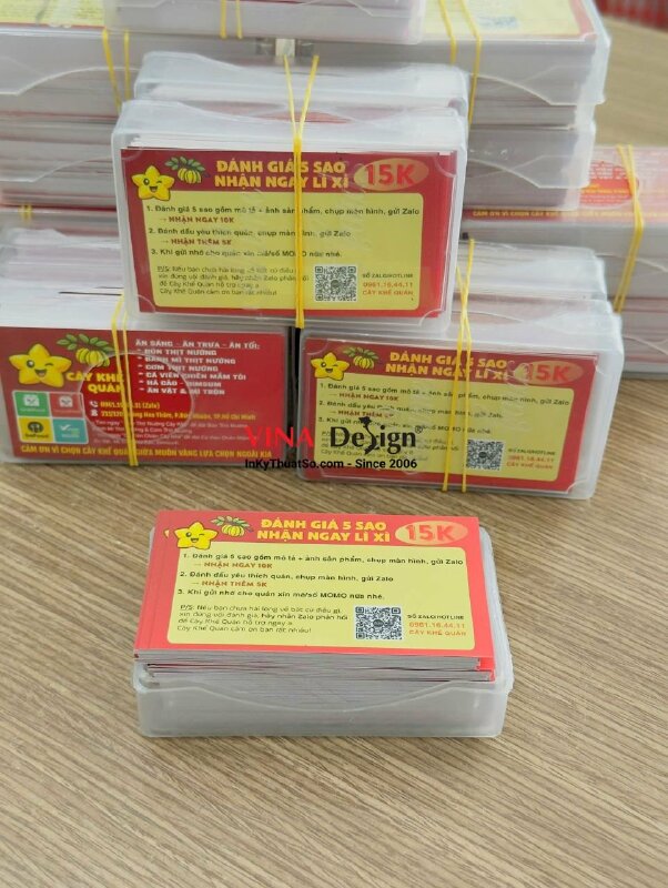 In card visit Offset cho quán ăn sáng, ăn trưa, ăn tối với mã QRcode hướng dẫn khách đánh giá 5 sao - INKTS3763