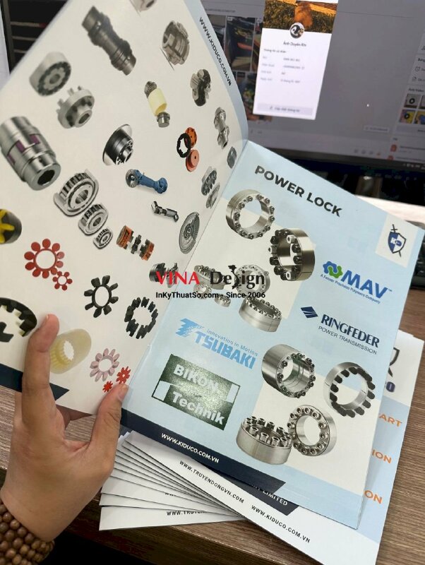 In catalogue khổ A4 2 mặt, bìa C300 cán mờ 1 mặt, ruột C150 không cán màng - INKTS309
