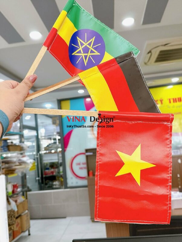 In cờ cầm tay các nước, cờ nhỏ cầm tay, cờ vẫy cầm tay từ vải Silk - INKTS1187
