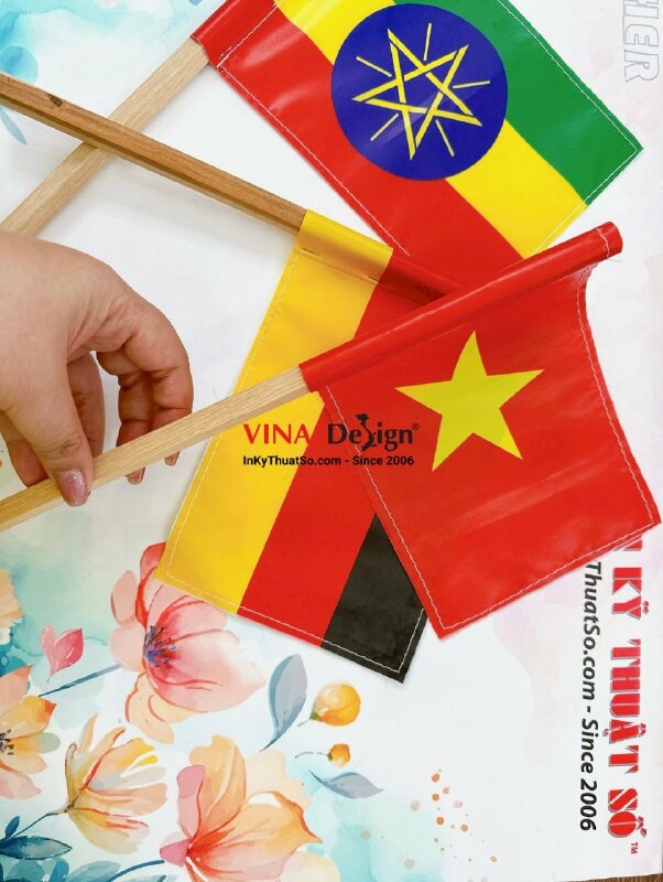 In cờ cầm tay các nước, cờ nhỏ cầm tay, cờ vẫy cầm tay từ vải Silk - INKTS1187