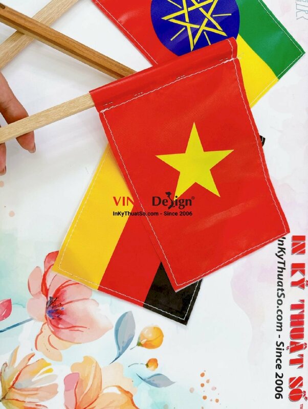 In cờ cầm tay các nước, cờ nhỏ cầm tay, cờ vẫy cầm tay từ vải Silk - INKTS1187