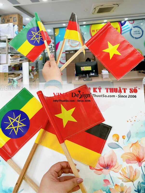 In cờ cầm tay các nước, cờ nhỏ cầm tay, cờ vẫy cầm tay từ vải Silk - INKTS1187