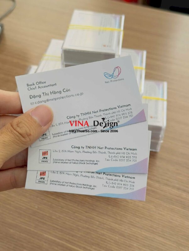In danh thiếp tiếng Anh cho nhân viên công ty Nhật tại TPHCM, in card visit giấy B300gsm - INKTS3708