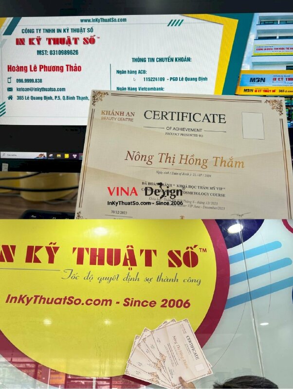 In giấy chứng nhận certificate khổ A4, in 1 mặt giấy mỹ thuật K08 - INKTS3755