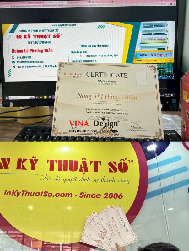 In giấy chứng nhận certificate khổ A4, in 1 mặt giấy mỹ thuật K08 - INKTS3755