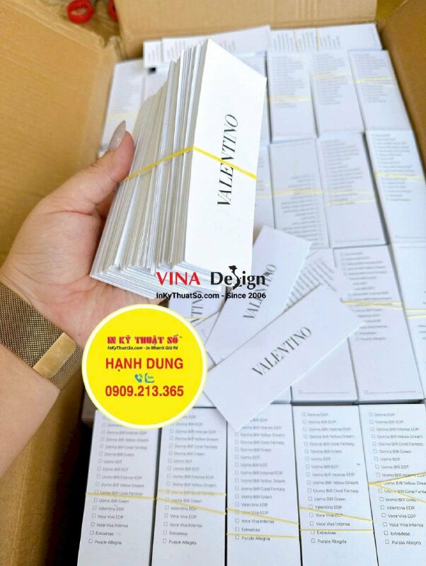 In giấy thử mùi nước hoa, in giấy Ford 250gsm, 1 mặt logo, 1 mặt thông tin, cắt hình chữ nhật - INKTS3742