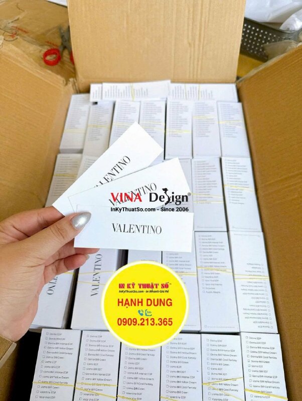 In giấy thử mùi nước hoa, in giấy Ford 250gsm, 1 mặt logo, 1 mặt thông tin, cắt hình chữ nhật - INKTS3742