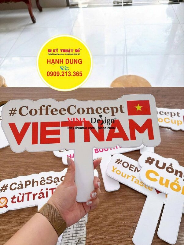 In hashtag cầm tay Checkin sự kiện Café Show Vietnam - INKTS3753