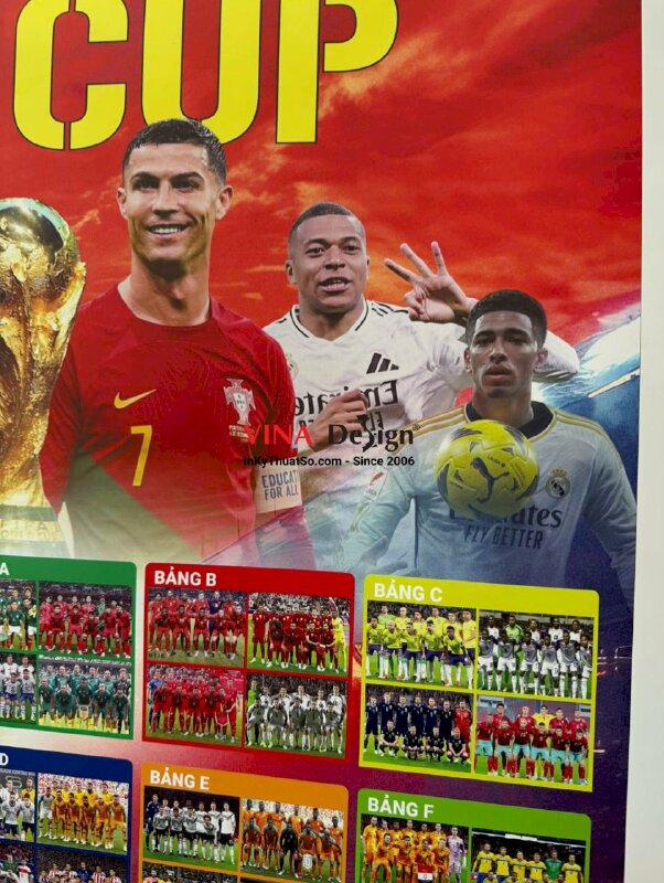 In Lịch thi đấu World Cup dán tường, PP keo mực dầu cán mờ, giao cuộn - INKTS3756