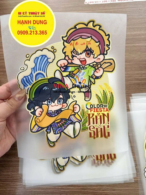 In logo chibi Pet nhiệt cho sự kiện hội chợ Festival lễ hội màu sắc, giao rời từng logo, khách hàng về tự ủi - INKTS3740