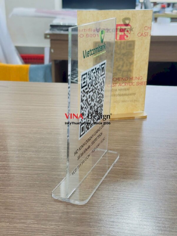 In mã QR để bàn nhận chuyển tiền cho hộ kinh doanh, in UV 1 mặt Mica trong - INKTS3730