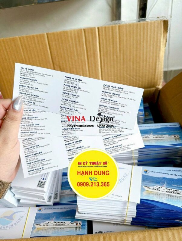 In name card gấp đôi cho hệ thống tàu cao tốc thông tin hệ thống phòng vé - INKTS3752