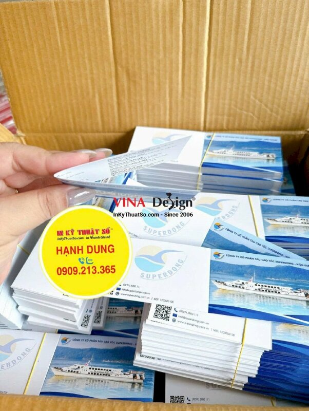 In name card gấp đôi cho hệ thống tàu cao tốc thông tin hệ thống phòng vé - INKTS3752