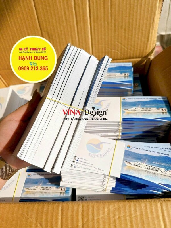 In name card gấp đôi cho hệ thống tàu cao tốc thông tin hệ thống phòng vé - INKTS3752