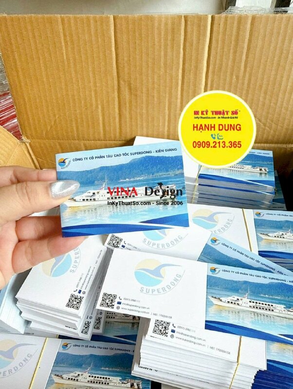 In name card gấp đôi cho hệ thống tàu cao tốc thông tin hệ thống phòng vé - INKTS3752