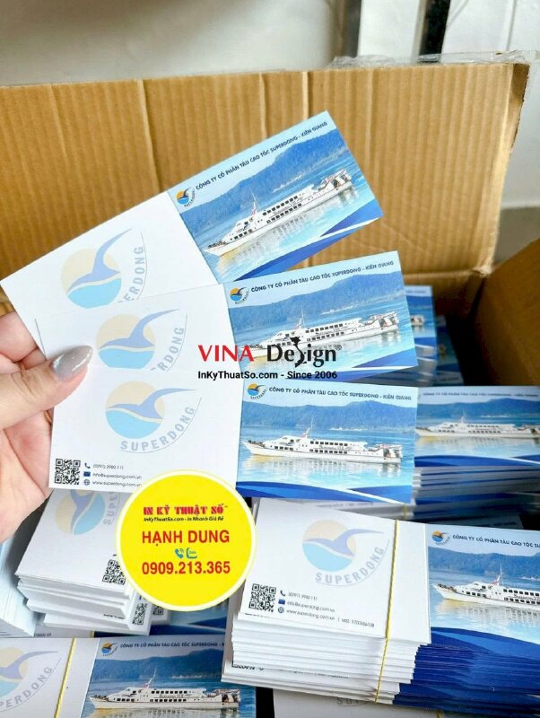 In name card gấp đôi cho hệ thống tàu cao tốc thông tin hệ thống phòng vé - INKTS3752