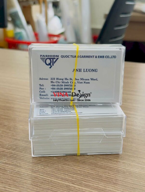 In name card nhanh 1 ngày có hàng, card tiếng anh Garment & Embroidery công ty May mặc & Thêu - INKTS3765