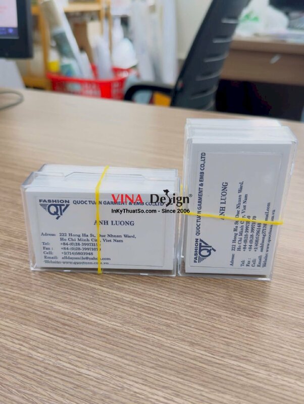 In name card nhanh 1 ngày có hàng, card tiếng anh Garment & Embroidery công ty May mặc & Thêu - INKTS3765
