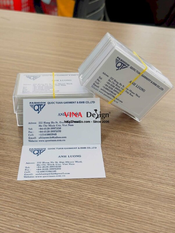 In name card nhanh 1 ngày có hàng, card tiếng anh Garment & Embroidery công ty May mặc & Thêu - INKTS3765