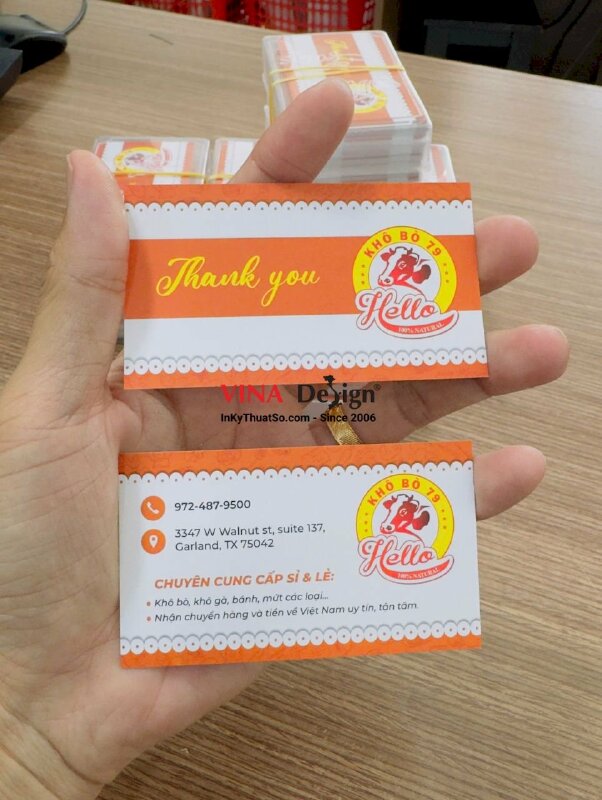 In name card Offset ghép bài cho tiệm khô bò sỉ lẻ, hàng gửi đi Garland, Texas, Mỹ từ TPHCM - INKTS3744