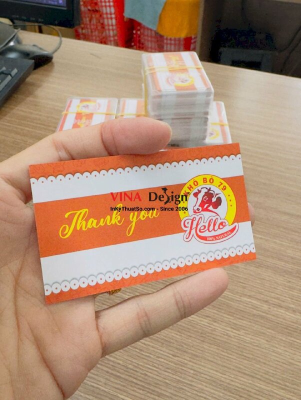 In name card Offset ghép bài cho tiệm khô bò sỉ lẻ, hàng gửi đi Garland, Texas, Mỹ từ TPHCM - INKTS3744