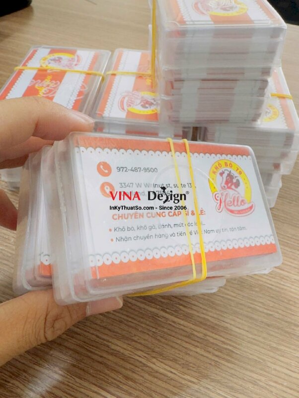 In name card Offset ghép bài cho tiệm khô bò sỉ lẻ, hàng gửi đi Garland, Texas, Mỹ từ TPHCM - INKTS3744