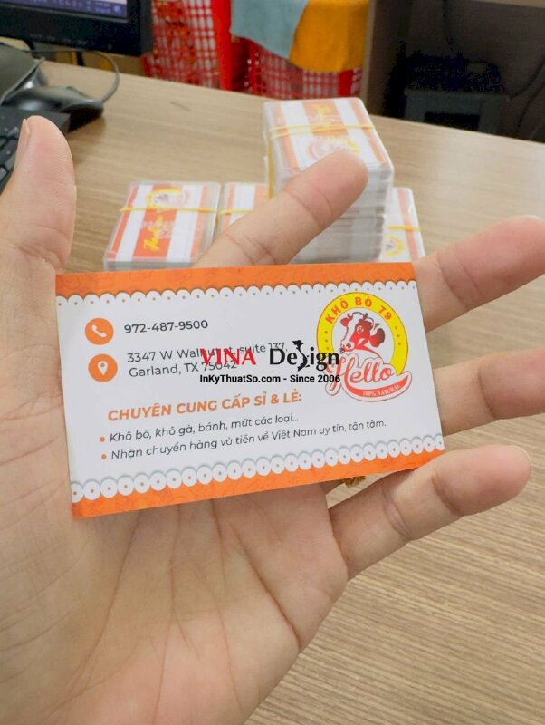 In name card Offset ghép bài cho tiệm khô bò sỉ lẻ, hàng gửi đi Garland, Texas, Mỹ từ TPHCM - INKTS3744