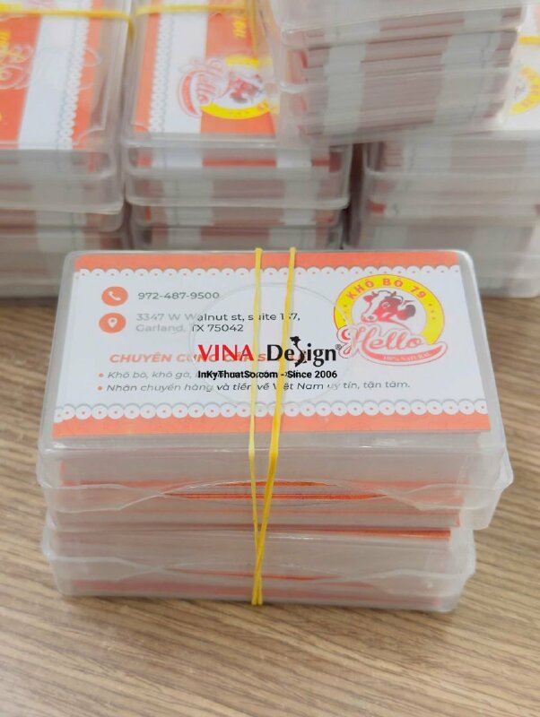 In name card Offset ghép bài cho tiệm khô bò sỉ lẻ, hàng gửi đi Garland, Texas, Mỹ từ TPHCM - INKTS3744