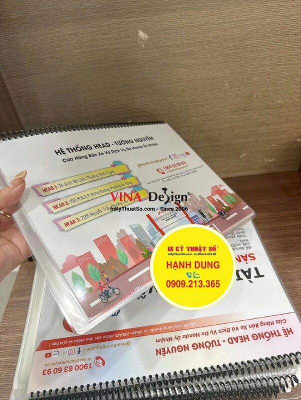 In quyển Catologue tài liệu tư vấn cho Hệ thống cửa hàng chính hãng xe máy và dịch vụ - INKTS3738