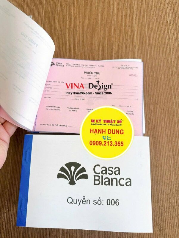 In quyển phiếu thu công ty đầu tư phát triển dịch vụ nghỉ dưỡng chăm sóc sức khỏe - INKTS3750