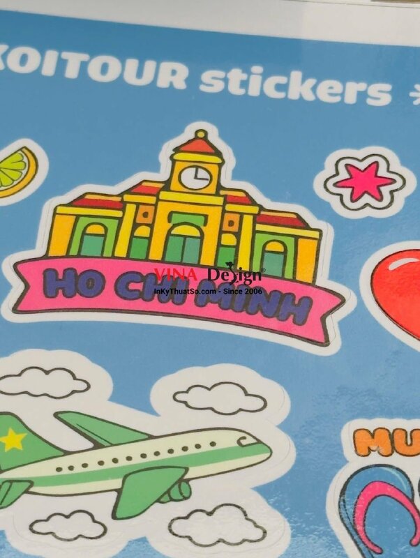 In set sticker chủ đề Việt Nam, Vietnam Icons & Symbols, in decal sữa khổ A5 - INKTS3759