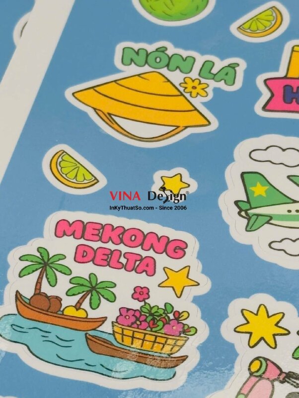 In set sticker chủ đề Việt Nam, Vietnam Icons & Symbols, in decal sữa khổ A5 - INKTS3759