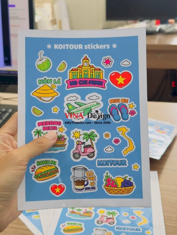 In set sticker chủ đề Việt Nam, Vietnam Icons & Symbols, in decal sữa khổ A5 - INKTS3759