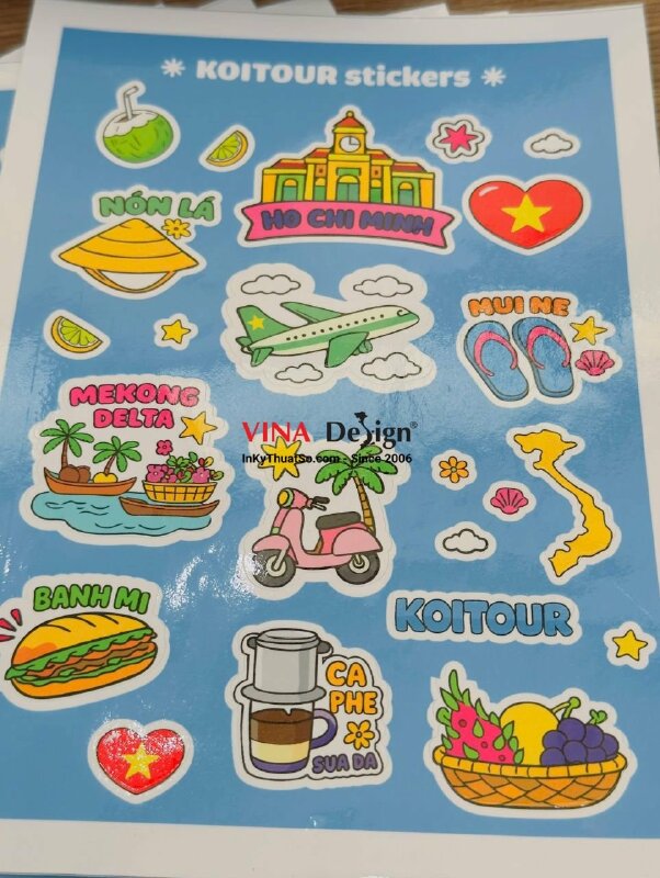 In set sticker chủ đề Việt Nam, Vietnam Icons & Symbols, in decal sữa khổ A5 - INKTS3759