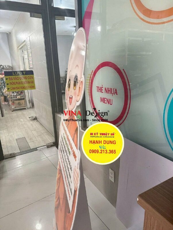 In standee mô hình Chú Tiểu cao 160cm sự kiện Khóa Tu hàng tháng tại Chùa - INKTS3739